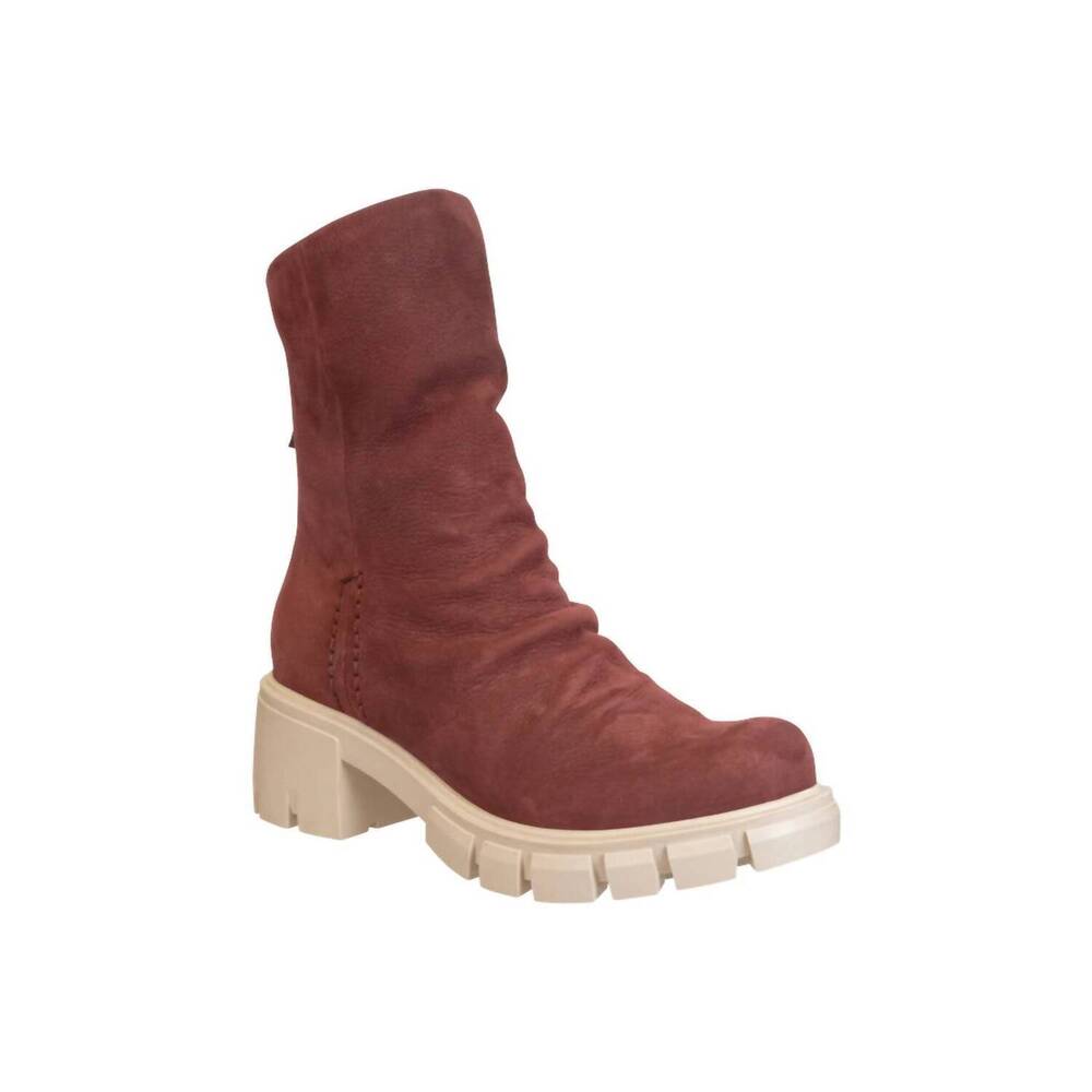 NEW NAKED FEET women's protocol heeled mid shaft boots in rust